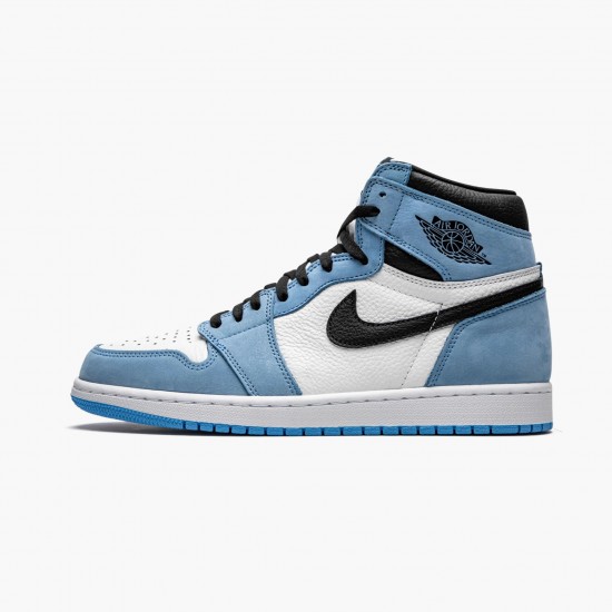 Air Jordan 1 Retro High White "University Blue" Black Basketball Shoes 555088 134 AJ1 Sneakers