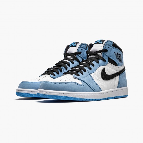 Air Jordan 1 Retro High White "University Blue" Black Basketball Shoes 555088 134 AJ1 Sneakers