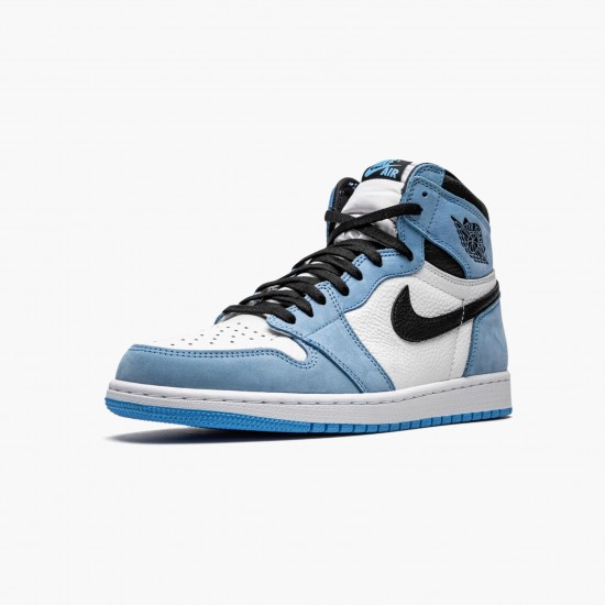 Air Jordan 1 Retro High White "University Blue" Black Basketball Shoes 555088 134 AJ1 Sneakers