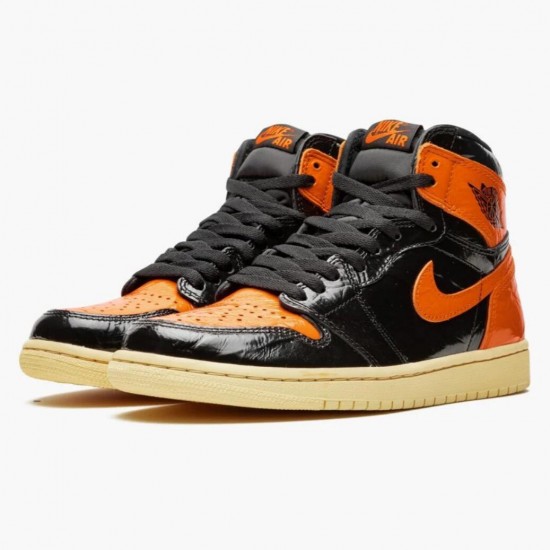 Air Jordan 1 Retro "Shattered Backboard" Black/Pale-Vanilla Starfish Basektball Shoes 555088 028 Mens Jordan Sneakers