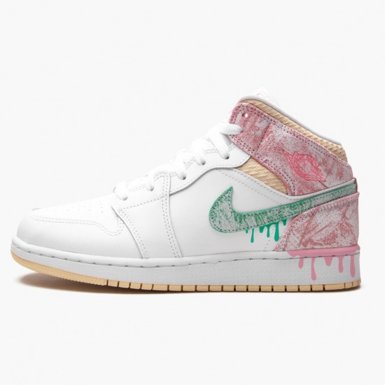 Air Jordan 1 Mid SE GS "Ice Cream" DD1666 100 Womens Jordan Sneakers AJ1 Basketball Shoes