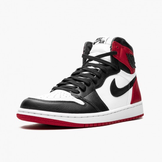 Nike Air Jordan 1 High OG "Satin Black Toe" Black/Black-White-Varsity Red CD0461 016 Mens/Womens AJ1 Jordan Sneakers