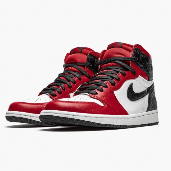 Nike Air Jordan 1 High Retro WMNS "Satin Snake" Gym Red/Whte-Black Basketball Shoes CD0461 601 AJ1 Unisex Sneakers