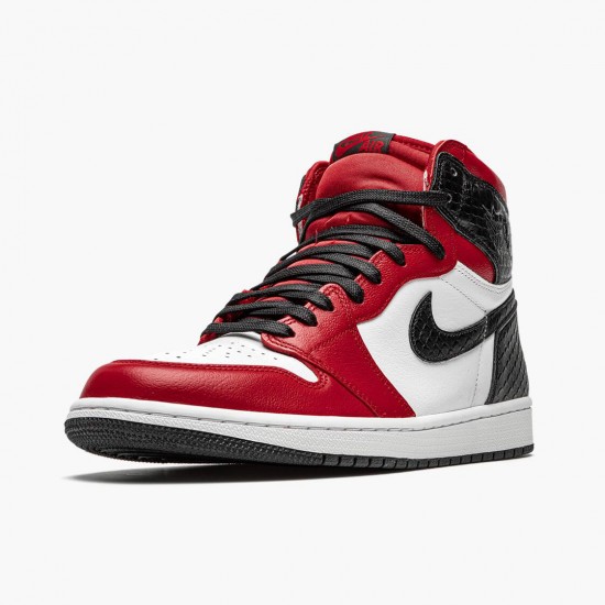 Nike Air Jordan 1 High Retro WMNS "Satin Snake" Gym Red/Whte-Black Basketball Shoes CD0461 601 AJ1 Unisex Sneakers