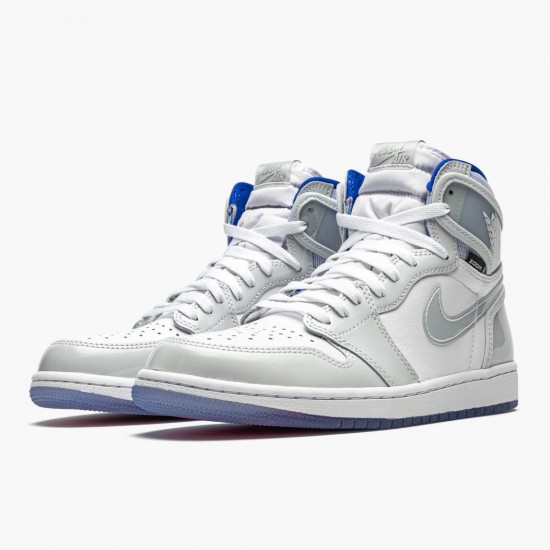 Nike Air Jordan 1 High Zoom "Racer Blue" White/White-Racer Blue Basketball Shoes AJ1 CK6637 104 Sneakers