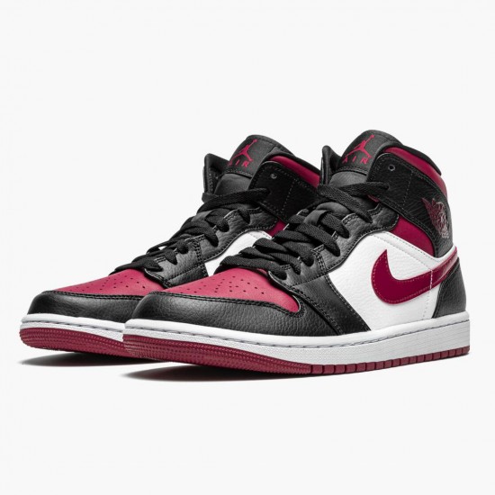 Nike Air Jordan 1 Mid "Bred Toe" Black/Gym Red-White Basketball Shoes 554724 066 AJ1 Sneakers