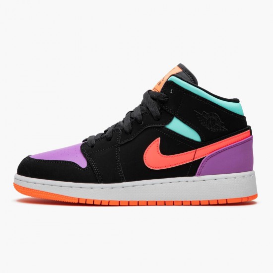 Nike Air Jordan 1 Mid "Candy" Black/Total Orange 554725 083 Mens/Womens AJ1 Jordan Sneakers