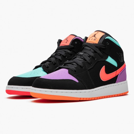 Nike Air Jordan 1 Mid "Candy" Black/Total Orange 554725 083 Mens/Womens AJ1 Jordan Sneakers