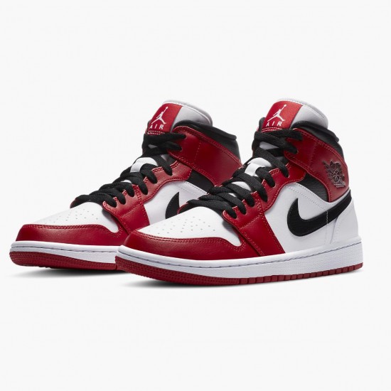 Nike Air Jordan 1 Mid "Chicago 2020" White/Gym Red-Black Basketball Shoes 554724 173 AJ1 Unisex Sneakers