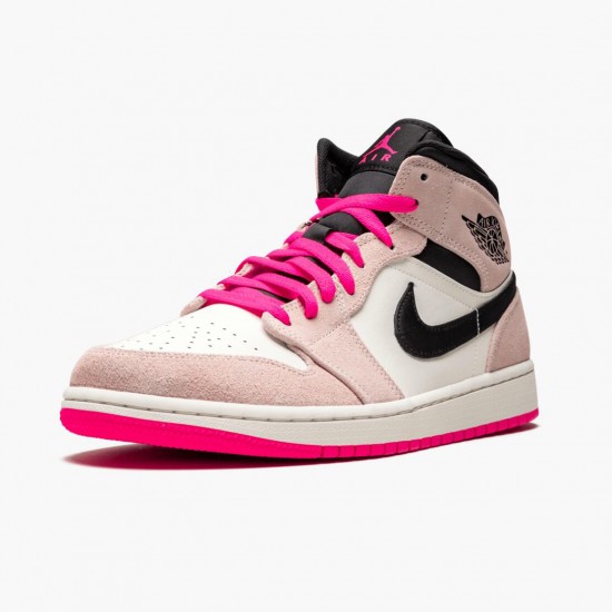 Nike Air Jordan 1 Mid "Crimson Tint" Crimson Tint/Hyper Pink-Black Basketball Shoes 852542 801 AJ1 Unisex Sneakers