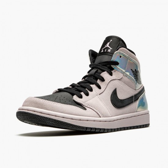 Nike Air Jordan 1 Mid Dirty Powder "Iridescent" Barely Rose/Black/Multi BQ6472 602 Mens/Womens AJ1 Jordan Sneakers