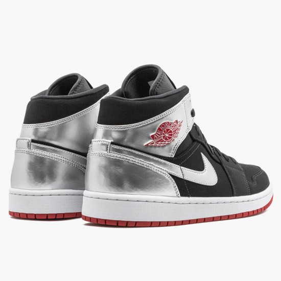 Nike Air Jordan 1 Mid "Johnny Kilroy" Black/Gym Red-Metallic Silver Sneakers 554724 057 AJ1 Basketball Shoes