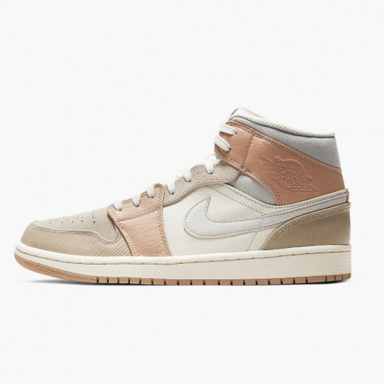 Nike Air Jordan 1 Mid "Milan" Sail/Light Bone-String-Shimmer CV3044 100 Basketball Shoes Unisex AJ1 Sneakers