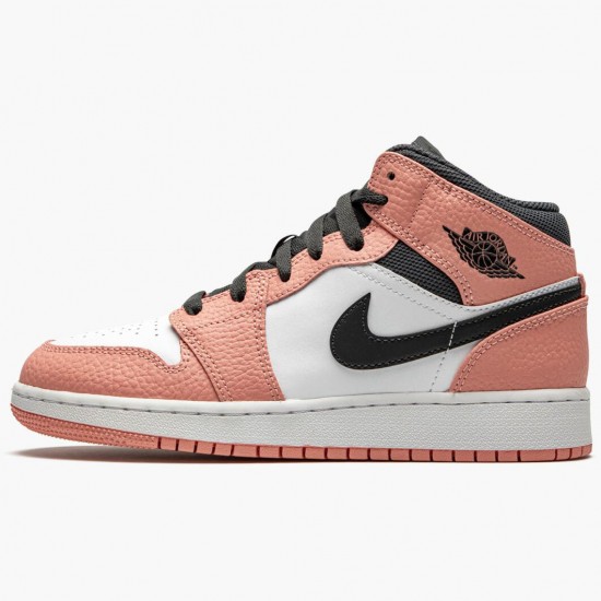 Nike Air Jordan 1 Mid "Pink Quartz" Pink Quartz/DK Smoke Grey Basketball Shoes 555112 603 AJ1 Sneakers