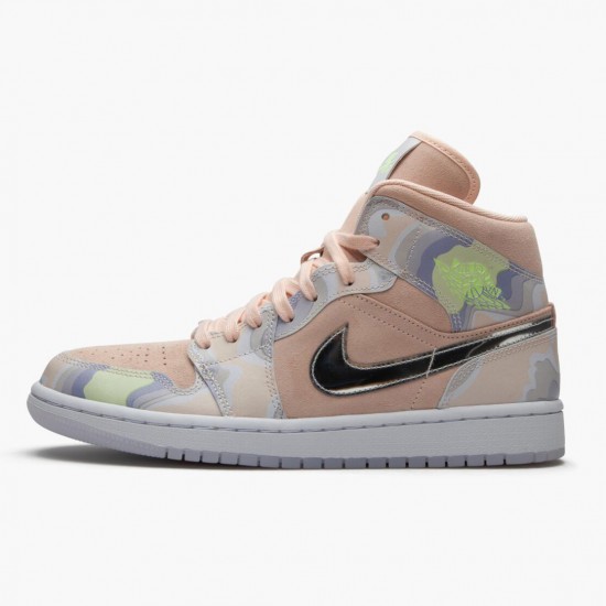 Nike Air Jordan 1 Mid SE "P(Her)spectate" Washed Coral/Chrome CW6008 600 Basketball Shoes Unisex AJ1 Sneakers