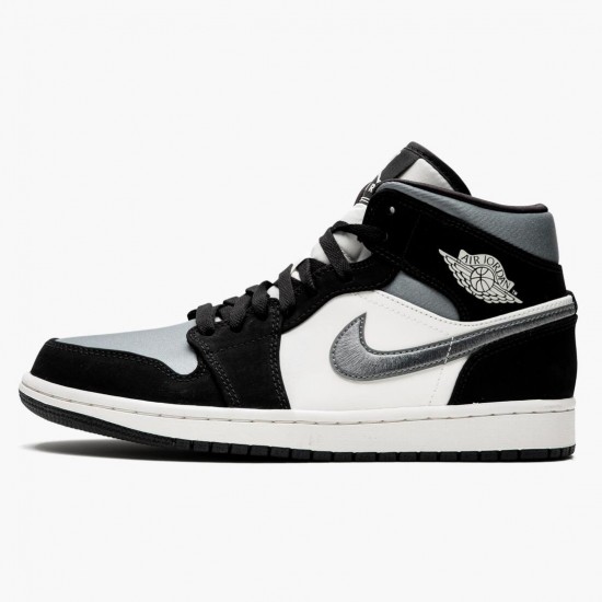 Nike Air Jordan 1 Mid "Satin Grey Toe" Black/Anthracite-Sail 852542 011 Sneakers AJ1 Basketball Shoes