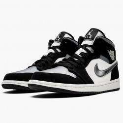 Nike Air Jordan 1 Mid "Satin Grey Toe" Black/Anthracite-Sail 852542 011 Sneakers AJ1 Basketball Shoes