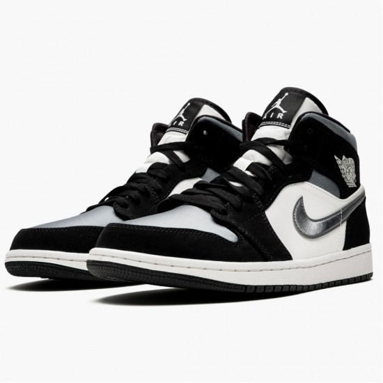 Nike Air Jordan 1 Mid "Satin Grey Toe" Black/Anthracite-Sail 852542 011 Sneakers AJ1 Basketball Shoes