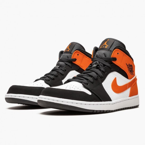 Nike Air Jordan 1 Mid "Shattered Backboard" Black/White-Starfish Basketball Shoes 554724 058 AJ1 Sneakers