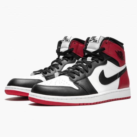 Nike Air Jordan 1 Retro High "Black Toe" White/Black-Gym Red 555088 184 Mens AJ1 Jordan Sneakers