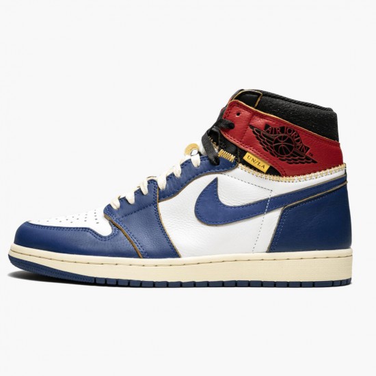 Nike Air Jordan 1 Retro High Union Los Angeles "Storm Blue" White/Stormblue-Varsity Red BV1300 146 Mens AJ1 Jordan Sneakers