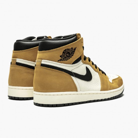 Nike Air Jordan 1 "Rookie of the Year" Golden Harvest/Black-Sail 555088 700 Mens/Womens AJ1 Jordan Sneakers