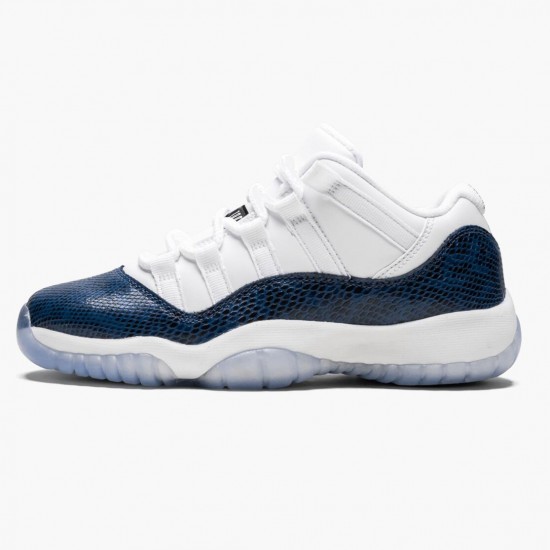 Air Jordan 11 Low "Navy Snakeskin" Mens Basketball Shoes CD6847 102 Whiite Black-Navy AJ11 Black Jordan Sneakers