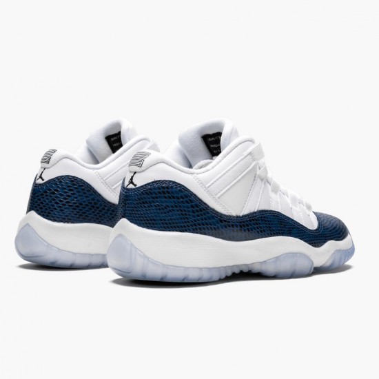 Air Jordan 11 Low "Navy Snakeskin" Mens Basketball Shoes CD6847 102 Whiite Black-Navy AJ11 Black Jordan Sneakers