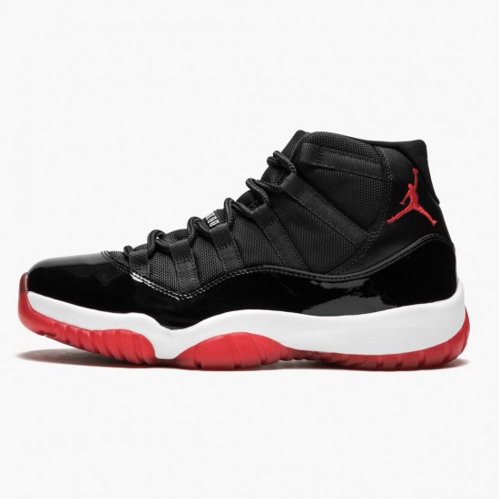 Air Jordan 11 Retro "Bred" Mens Basketball Shoes 378037 010 Black/Varsity Red-White AJ11 Black Jordan Sneakers