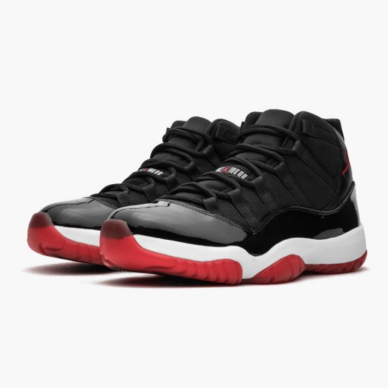 Air Jordan 11 Retro "Bred" Mens Basketball Shoes 378037 010 Black/Varsity Red-White AJ11 Black Jordan Sneakers