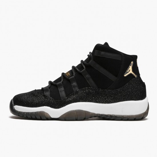 Air Jordan 11 Retro "Heiress Black Stingray" Unisex Basketball Shoes 852625 030 Black/Metallic Gold-White AJ11 Black Jordan Sneakers