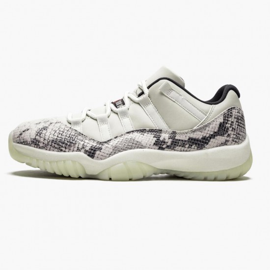 Air Jordan 11 Retro Low "Snake Light Bone" Unisex Basketball Shoes CD6846 002 Light Bone/Smoke Grey/White-Bl AJ11 Black Jordan Sneakers