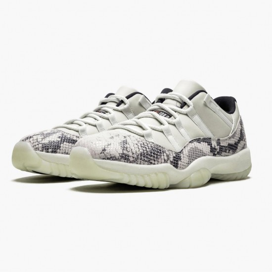 Air Jordan 11 Retro Low "Snake Light Bone" Unisex Basketball Shoes CD6846 002 Light Bone/Smoke Grey/White-Bl AJ11 Black Jordan Sneakers