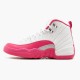 Air Jordan 12 Retro "Dynamic Pink" Womens AJ12 Basketball Shoes 510815 109 White/Vivid Pink-Mtllc Silver Jordan Sneakers