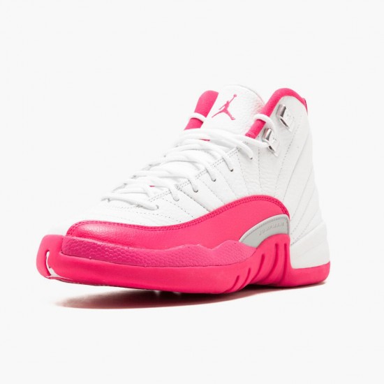 Air Jordan 12 Retro "Dynamic Pink" Womens AJ12 Basketball Shoes 510815 109 White/Vivid Pink-Mtllc Silver Jordan Sneakers