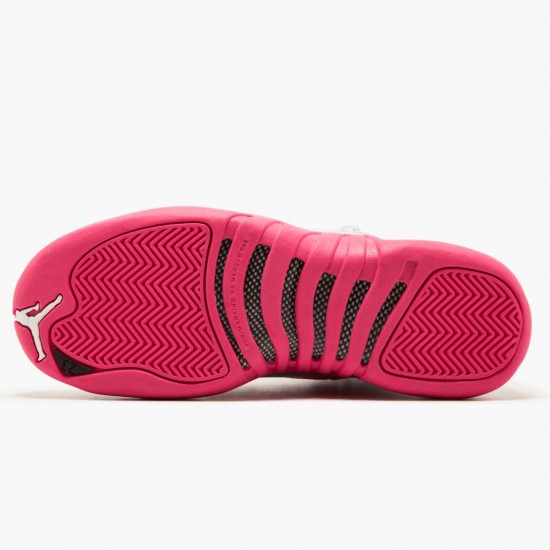 Air Jordan 12 Retro "Dynamic Pink" Womens AJ12 Basketball Shoes 510815 109 White/Vivid Pink-Mtllc Silver Jordan Sneakers