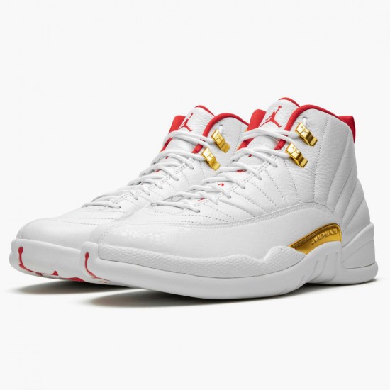 Air Jordan 12 Retro "FIBA" Unisex AJ12 Basketball Shoes 130690 107 White/University Red/Metallic Jordan Sneakers