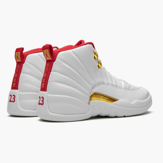 Air Jordan 12 Retro "FIBA" Unisex AJ12 Basketball Shoes 130690 107 White/University Red/Metallic Jordan Sneakers