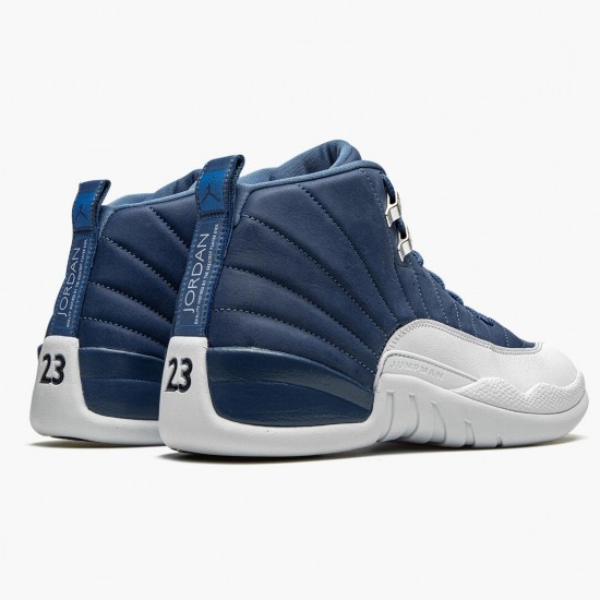 Air Jordan 12 Retro "Indigo" Mens AJ12 Basketball Shoes 130690 404 Stone Blue/Legend Blue-Obsidia Jordan Sneakers