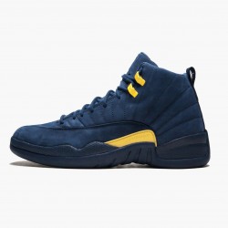 Air Jordan 12 Retro "Michigan" Mens AJ12 Basketball Shoes BQ3180 407 College Navy/Amarillo Jordan Sneakers