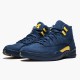 Air Jordan 12 Retro "Michigan" Mens AJ12 Basketball Shoes BQ3180 407 College Navy/Amarillo Jordan Sneakers