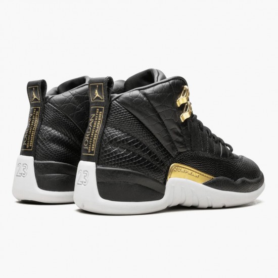 Air Jordan 12 Retro "Reptile" Unisex AJ12 Basketball Shoes AO6068 007 Black/Metallic-Gold White Jordan Sneakers