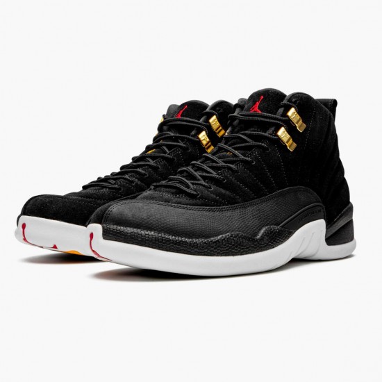 Air Jordan 12 Retro "Reverse Taxi" Mens AJ12 Basketball Shoes 130690 017 Black/Gold-White Jordan Sneakers