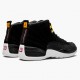 Air Jordan 12 Retro "Reverse Taxi" Mens AJ12 Basketball Shoes 130690 017 Black/Gold-White Jordan Sneakers