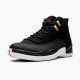 Air Jordan 12 Retro "Reverse Taxi" Mens AJ12 Basketball Shoes 130690 017 Black/Gold-White Jordan Sneakers