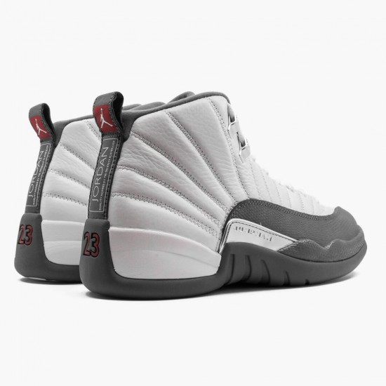 Air Jordan 12 Retro White "Dark Grey" Mens AJ12 Basketball Shoes 130690 160 White/Dark Grey-Gym Red Jordan Sneakers