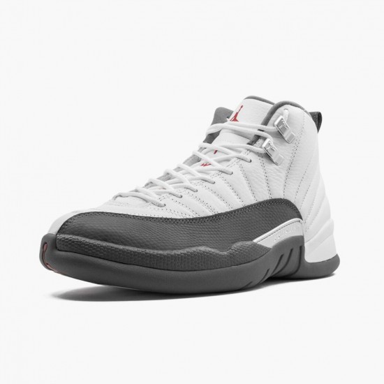 Air Jordan 12 Retro White "Dark Grey" Mens AJ12 Basketball Shoes 130690 160 White/Dark Grey-Gym Red Jordan Sneakers