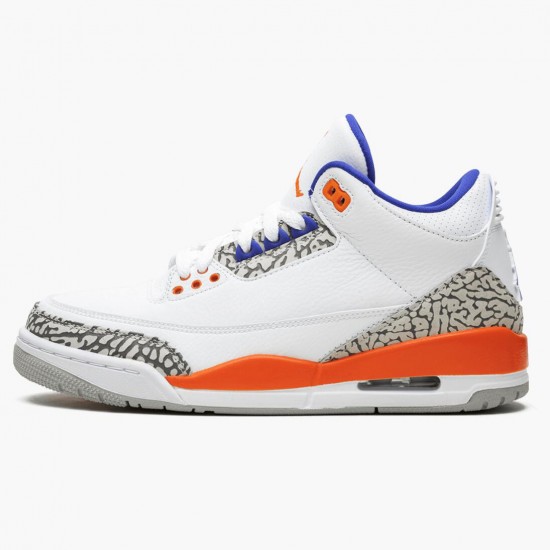 Air Jordan 3 Retro "Knicks" Unisex Basketball Shoes 136064 148 White/Old Royal University Ora AJ3 Jordan Sneakers