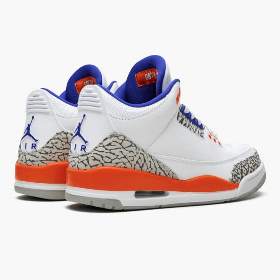 Air Jordan 3 Retro "Knicks" Unisex Basketball Shoes 136064 148 White/Old Royal University Ora AJ3 Jordan Sneakers