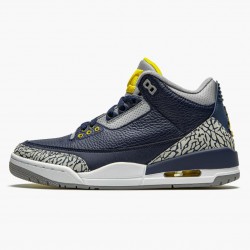 Air Jordan 3 Retro "Michigan" Mens Basketball Shoes AJ3 820064 Black/University Gold-Cement G AJ3 Jordan Sneakers